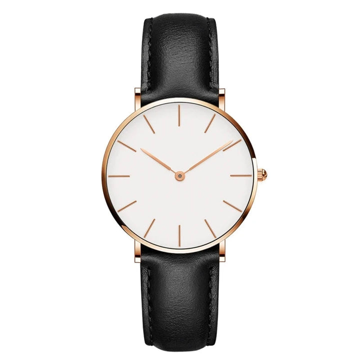 Drune | Runde Zeitlose Minimalistische Uhr Mit Lederarmband Für Frauen