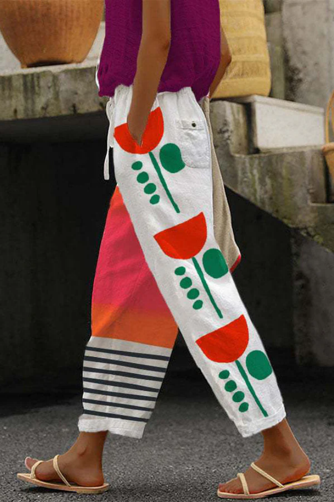 Drune | Lässig Unique Printed Button Pocket Pants