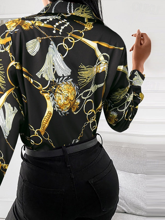 Drune | Schicke Damenbluse mit Goldenen Details