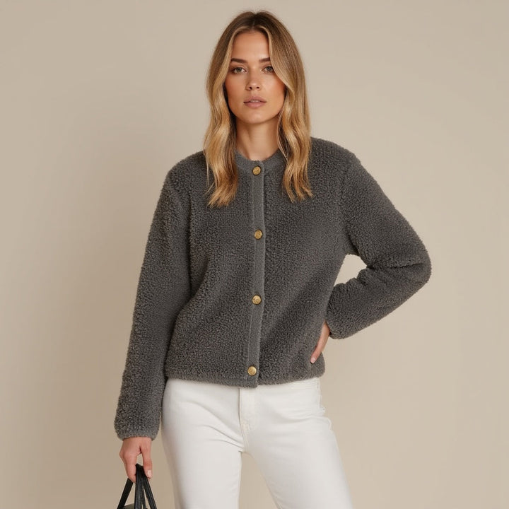 Drune | Cardigan - Damen Herbst Flauschiger Strickcardigan mit Dekorativen Knöpfen