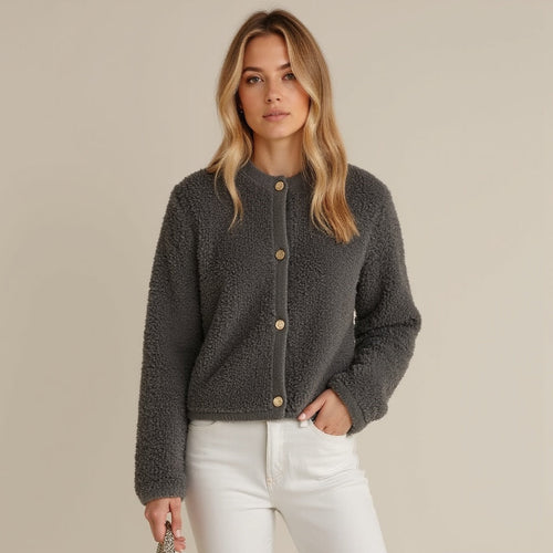 Drune | Cardigan - Damen Herbst Flauschiger Strickcardigan mit Dekorativen Knöpfen