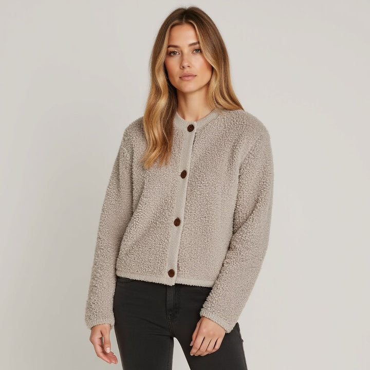 Drune | Cardigan - Damen Herbst Flauschiger Strickcardigan mit Dekorativen Knöpfen