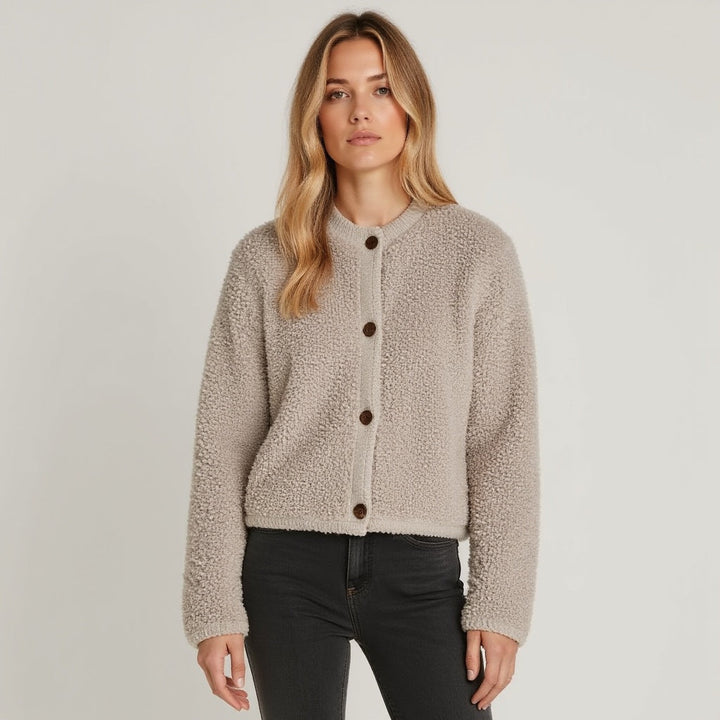Drune | Cardigan - Damen Herbst Flauschiger Strickcardigan mit Dekorativen Knöpfen