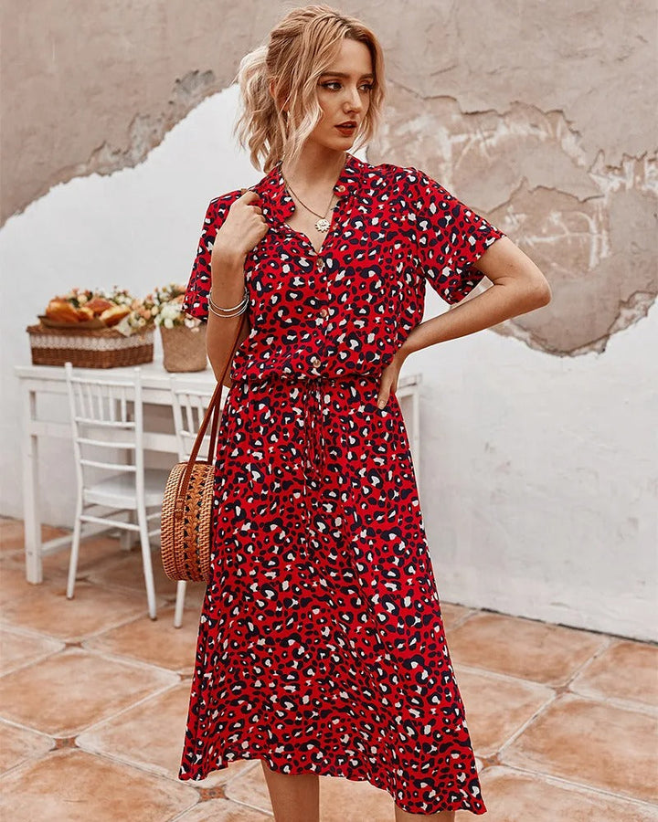 Drune Casual Kleid | Gepunktetes kurzärmeliges Sommerkleid