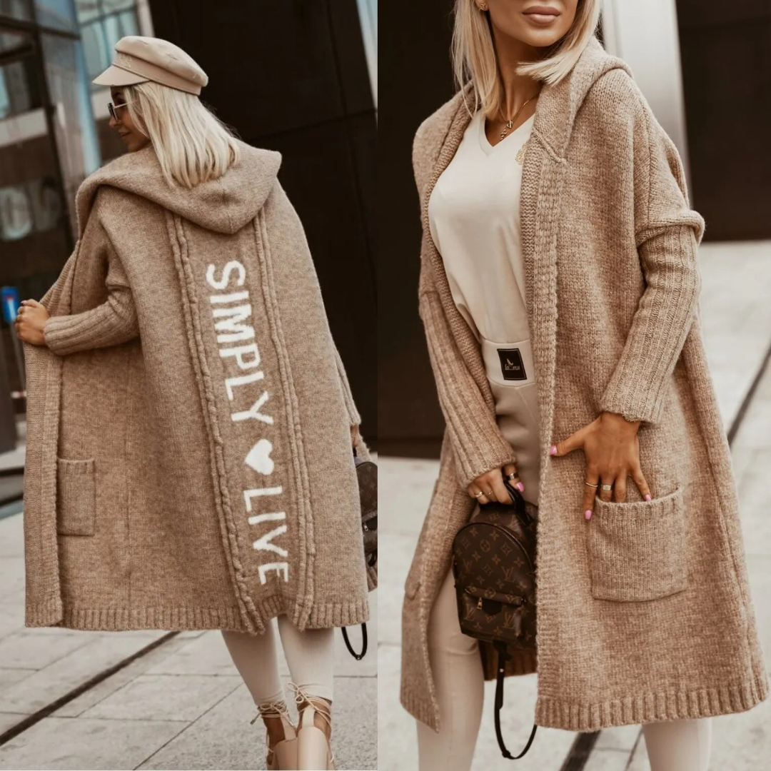Drune | langer Cardigan mit Kapuze Weich & Warm
