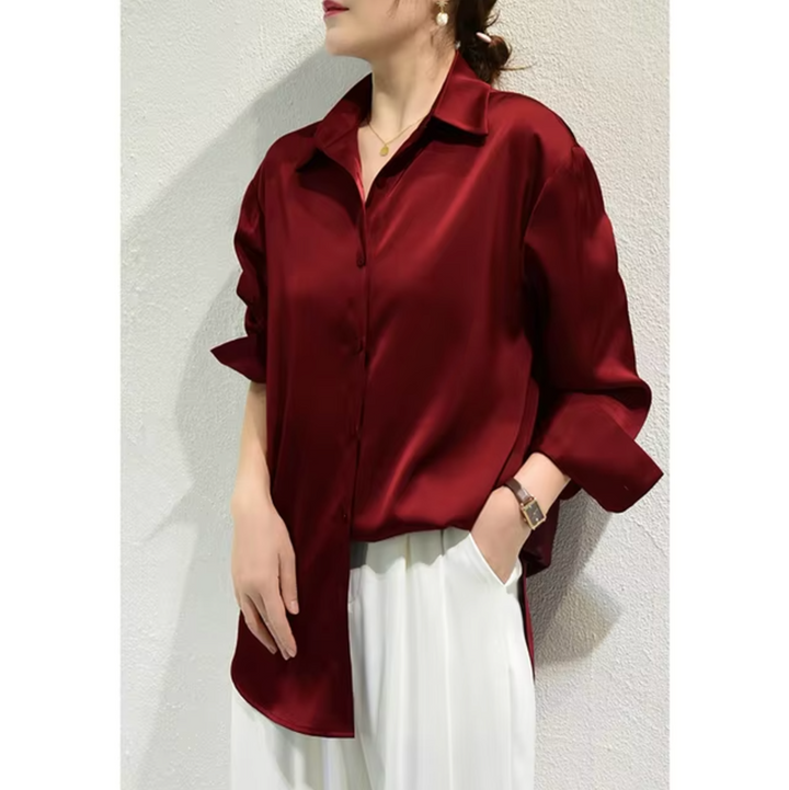 Drune | Elegante Damen Satinbluse Luxuriös, Stilvoll & Vielseitig