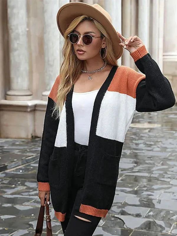 Drune | Farbblock Pullover Strickjacke