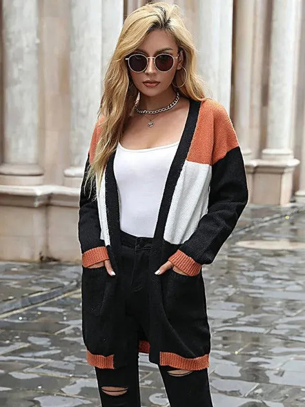 Drune | Farbblock Pullover Strickjacke