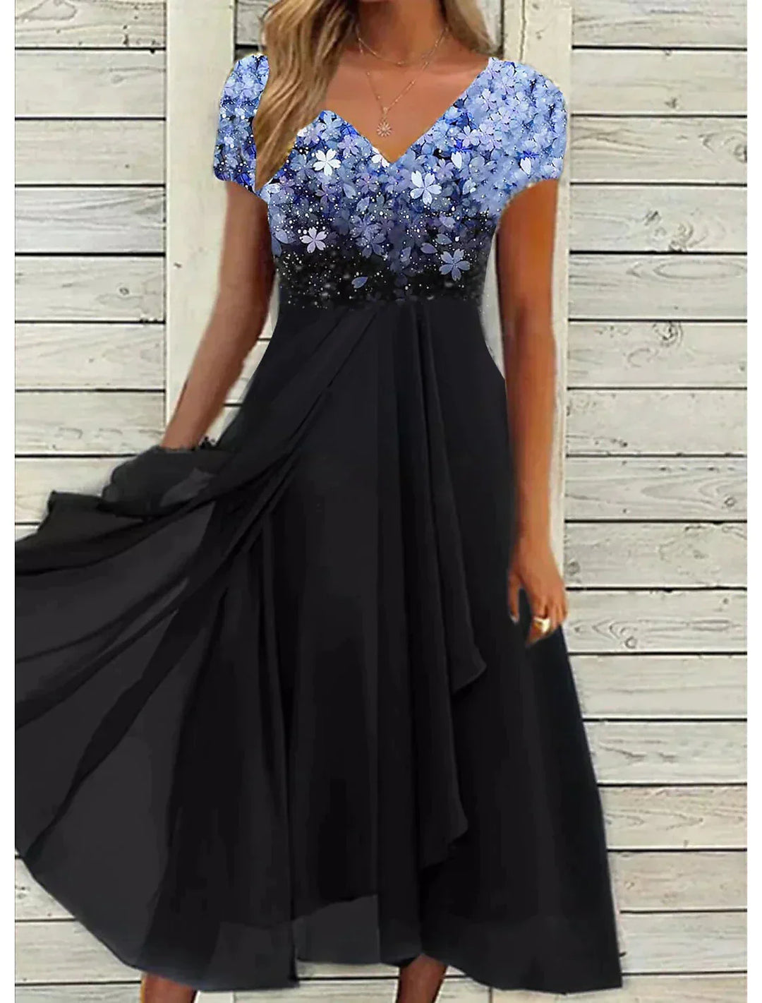 Drune | Elegantes Midi Kleid mit Blumen-Spitze