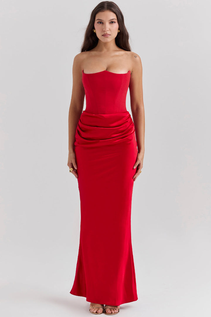 Drune | Trägerloses Korsett Maxi Kleid