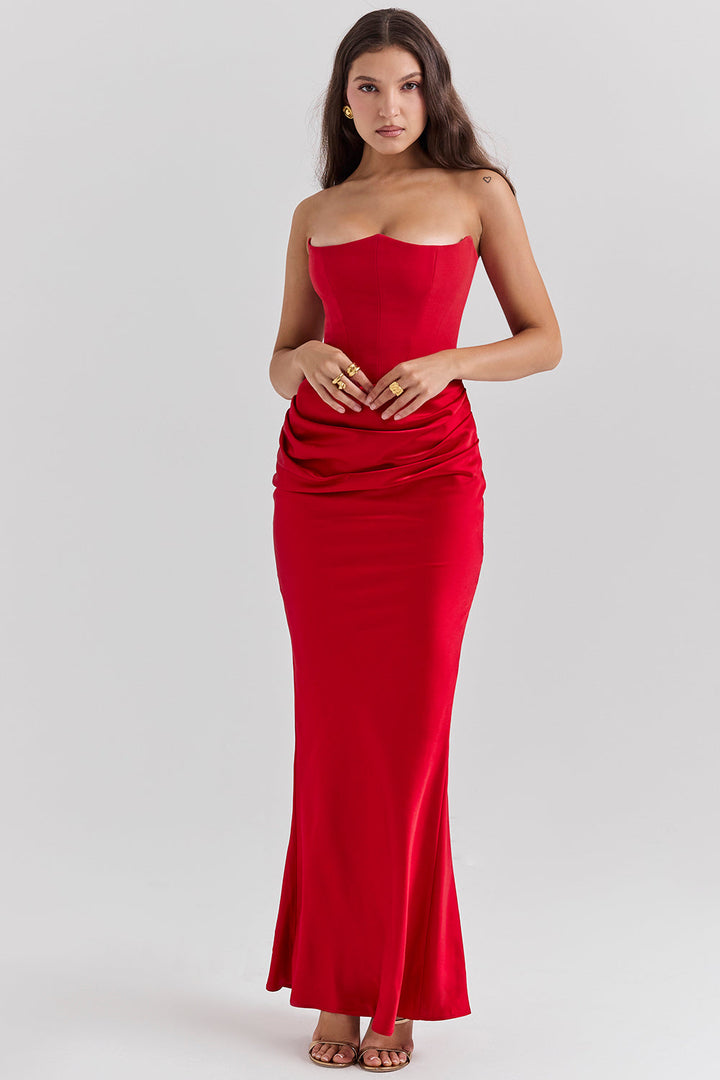 Drune | Trägerloses Korsett Maxi Kleid