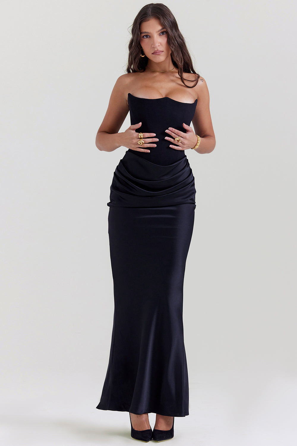 Drune | Trägerloses Korsett Maxi Kleid