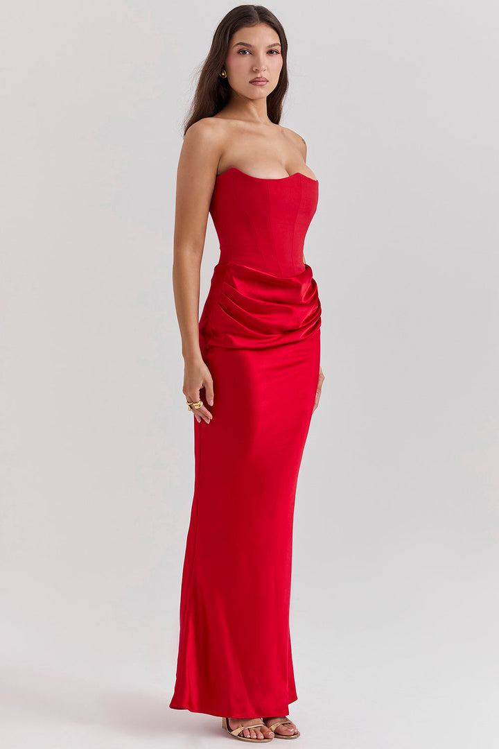 Drune | Trägerloses Korsett Maxi Kleid