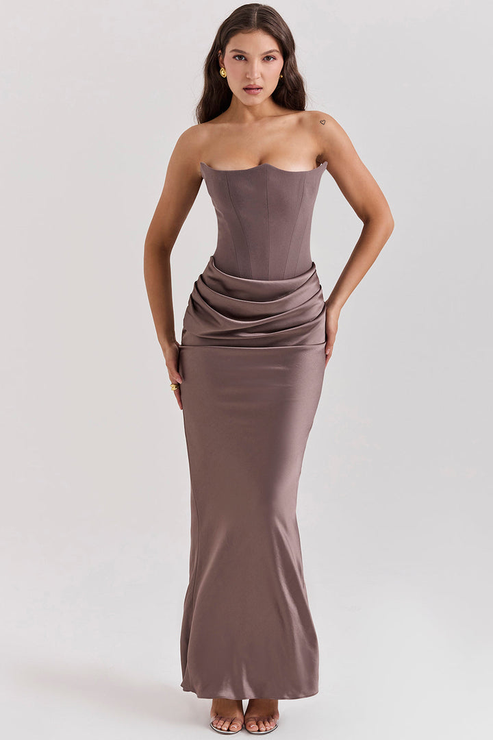 Drune | Trägerloses Korsett Maxi Kleid