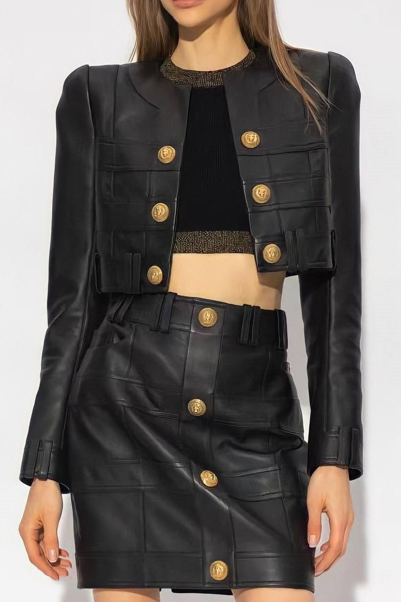 Drune | Pu Jacke & Minirock Set