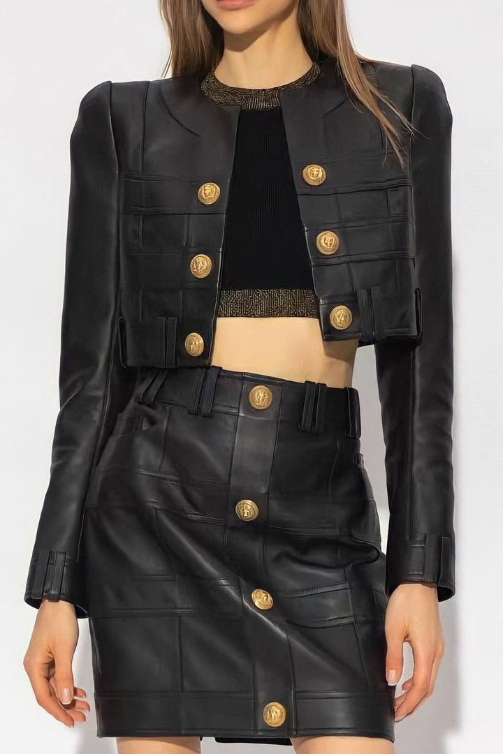 Drune | Pu Jacke & Minirock Set