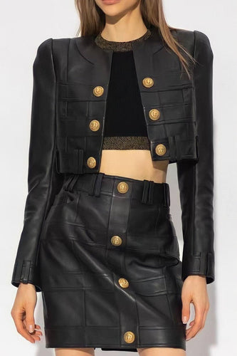 Drune | Pu Jacke & Minirock Set