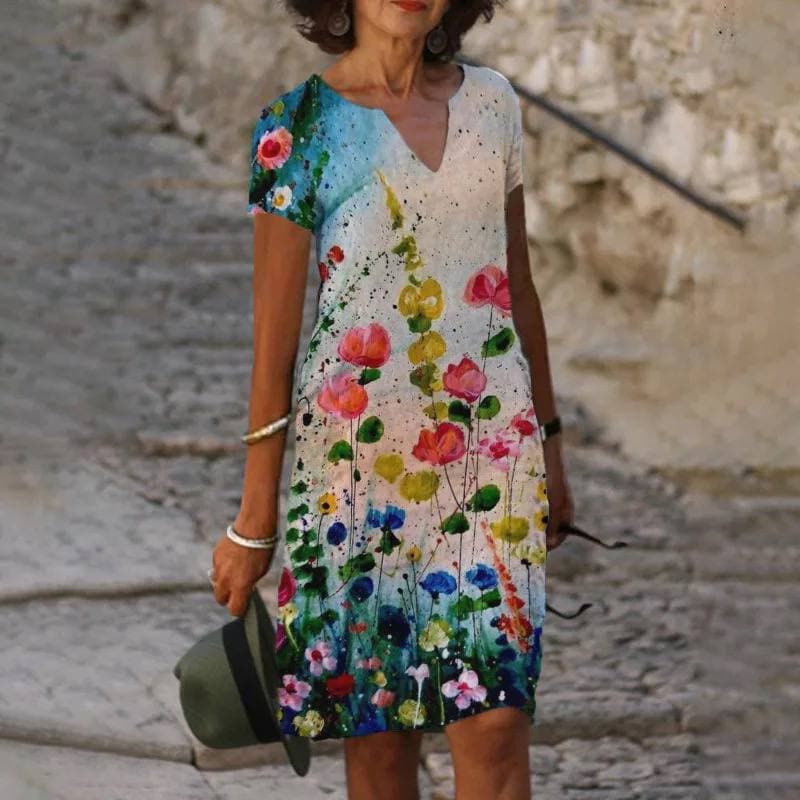 Drune | Blumenreich leichtes Baumwollkleid für Damen