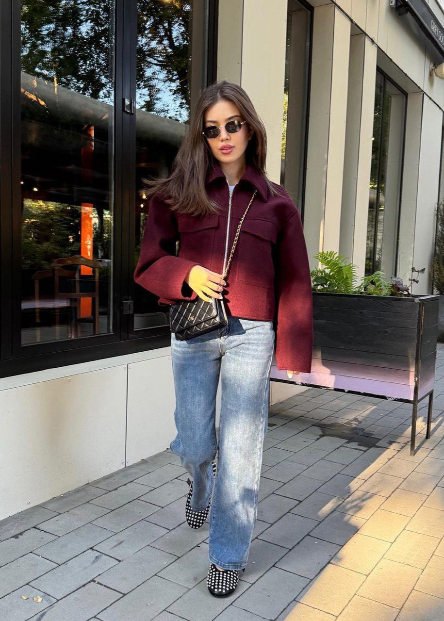 Drune | City Zip Jacke – Boxy Wollmischung Fit