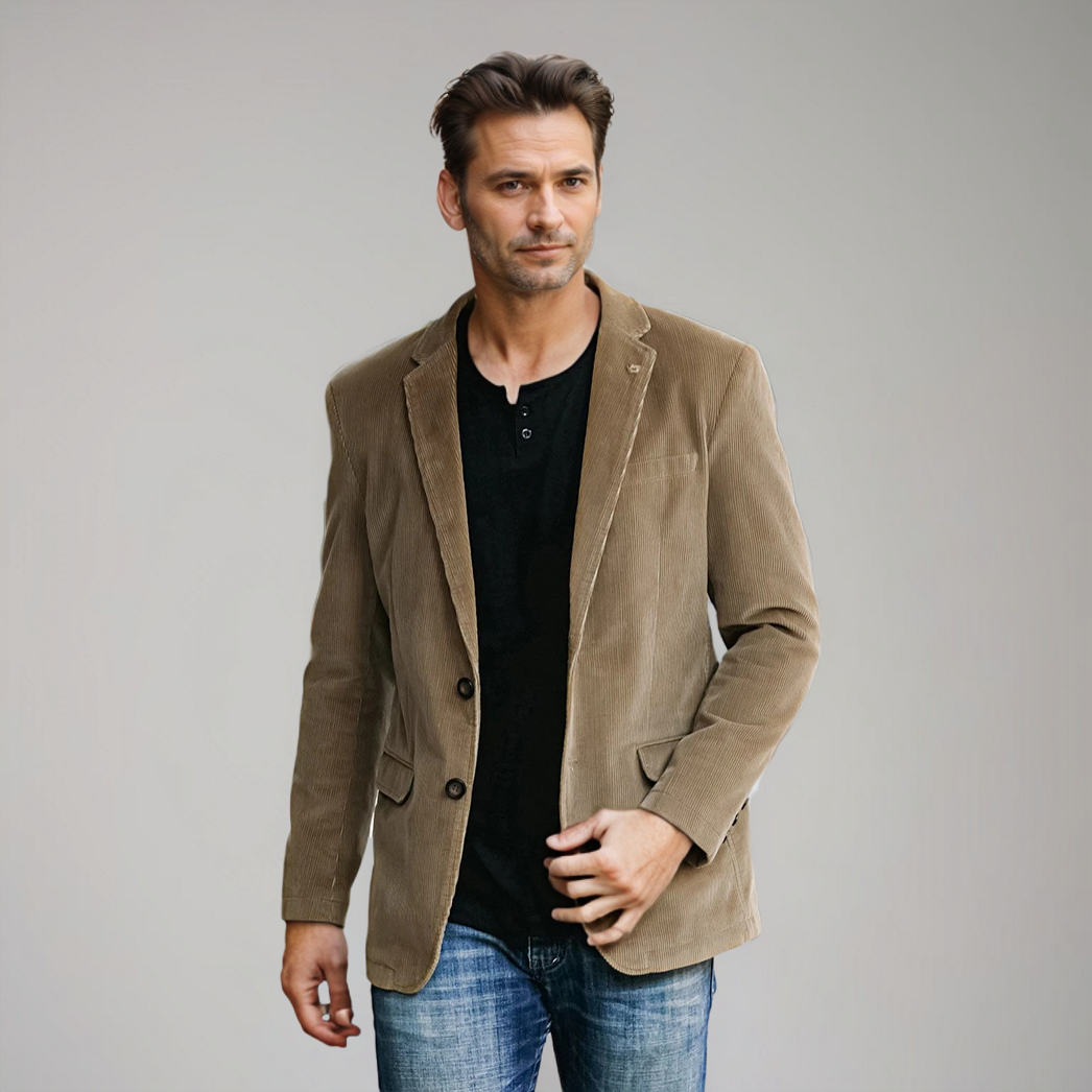 Drune | Cord Blazer Für Herren Klassische Eleganz in Braun
