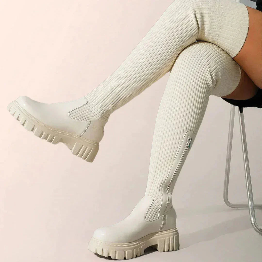 Drune | Stilvolle Damen Knielange Stiefel mit Reißverschluss