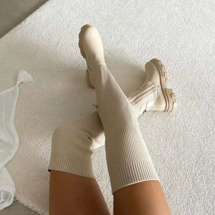 Drune | Stilvolle Damen Knielange Stiefel mit Reißverschluss
