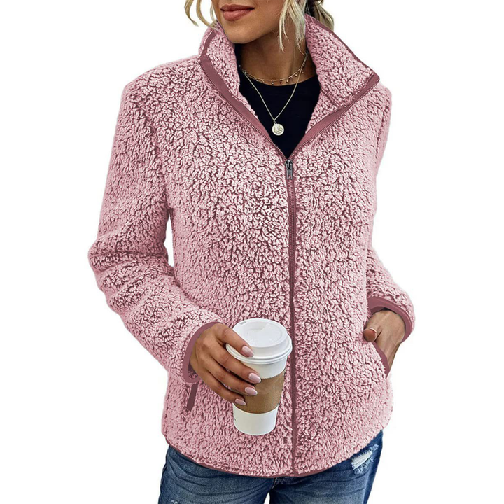 Drune | Damen Fluffy Fleece Jacke Hoher Kragen