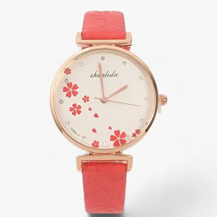 Drune | Lederarmband Runde Weinlese Blumen Uhr Für Frauen