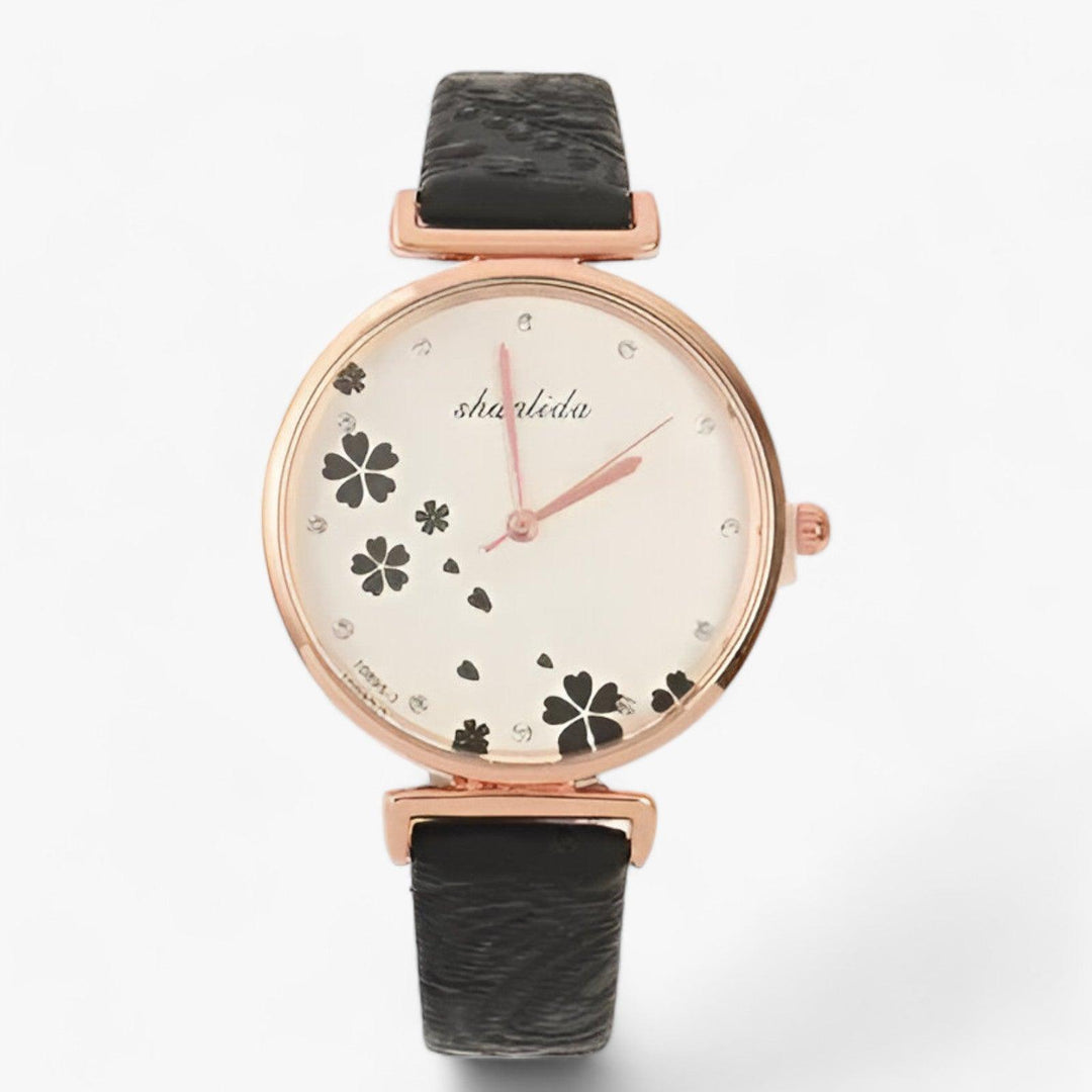 Drune | Lederarmband Runde Weinlese Blumen Uhr Für Frauen