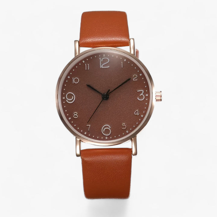 Drune - Klassische Runde Armbanduhr Lederarmband