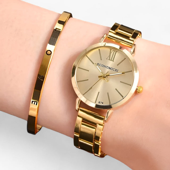 Drune | Runde Uhr Aus Legierung Inklusive Armband