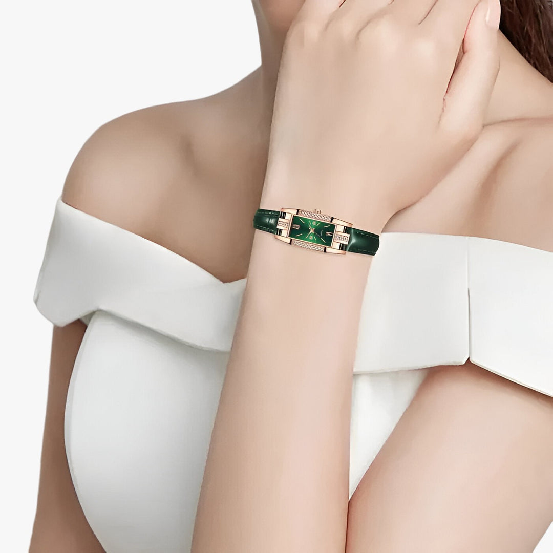 Drune | Rechteckige Damenarmbanduhr Mit Diamanten
