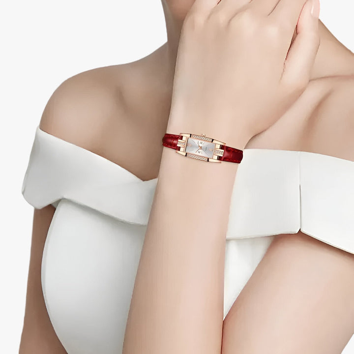 Drune | Rechteckige Damenarmbanduhr Mit Diamanten