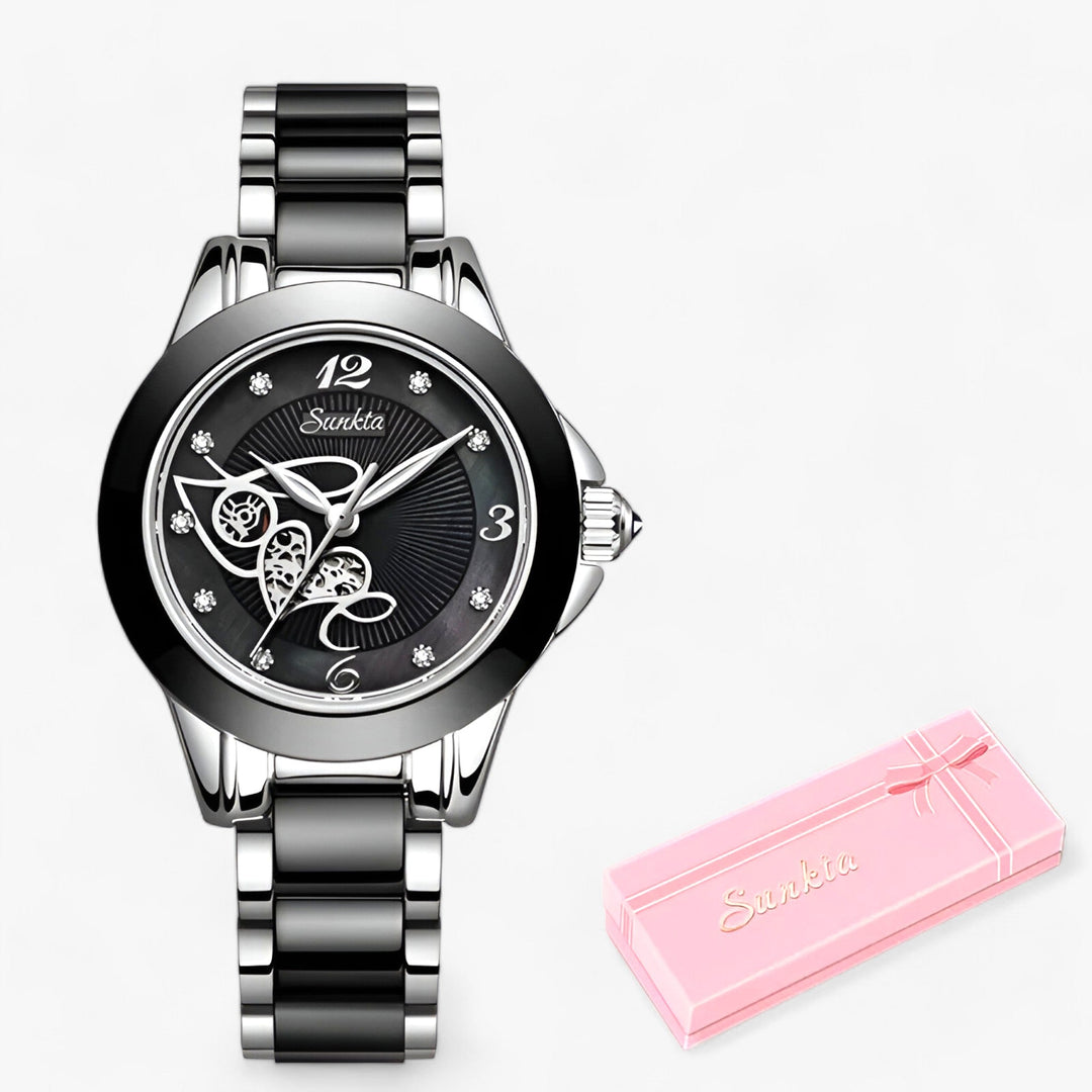 Drune - Keramische Armbanduhr Rundes Edelstahlgehäuse