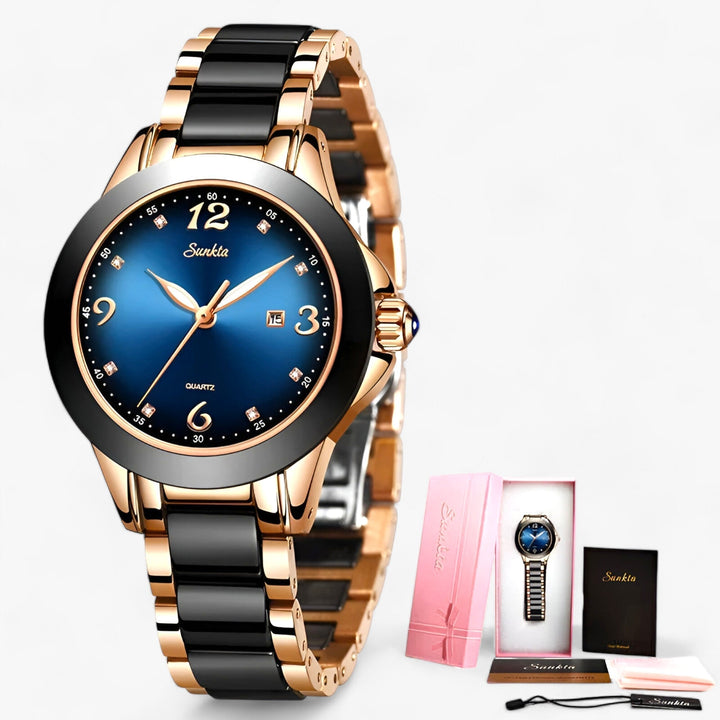 Drune - Keramische Armbanduhr Rundes Edelstahlgehäuse
