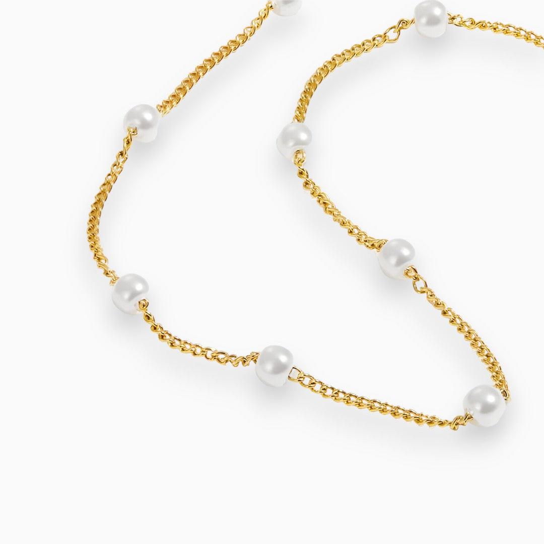 Drune | Elegante Goldene Perlenkette Mit Edlem Charme Für Damen