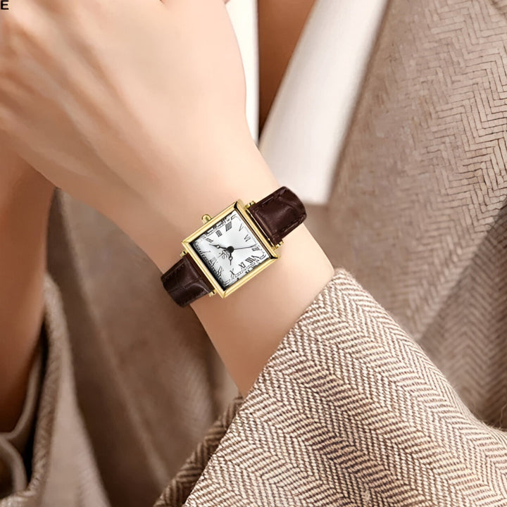 Drune | Quadratische Damenuhr Mit Lederarmband