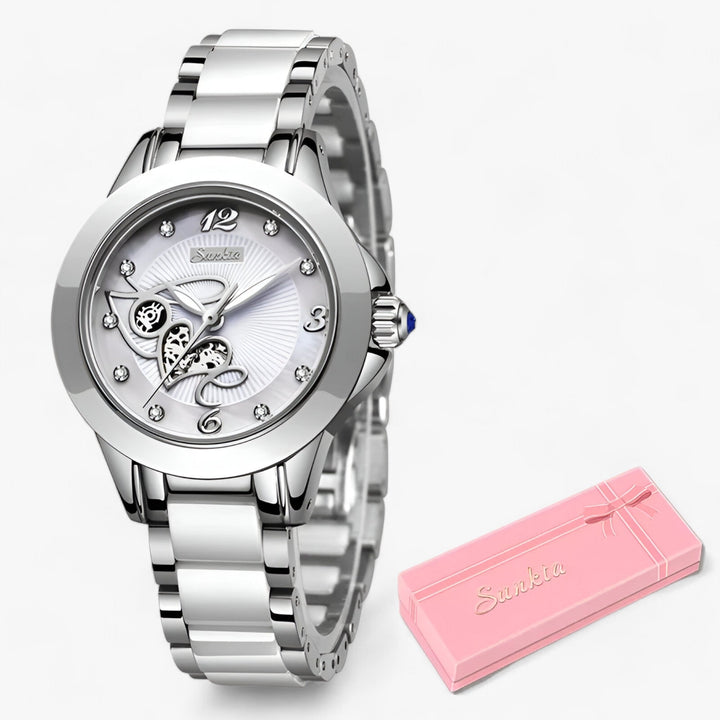 Drune - Keramische Armbanduhr Rundes Edelstahlgehäuse