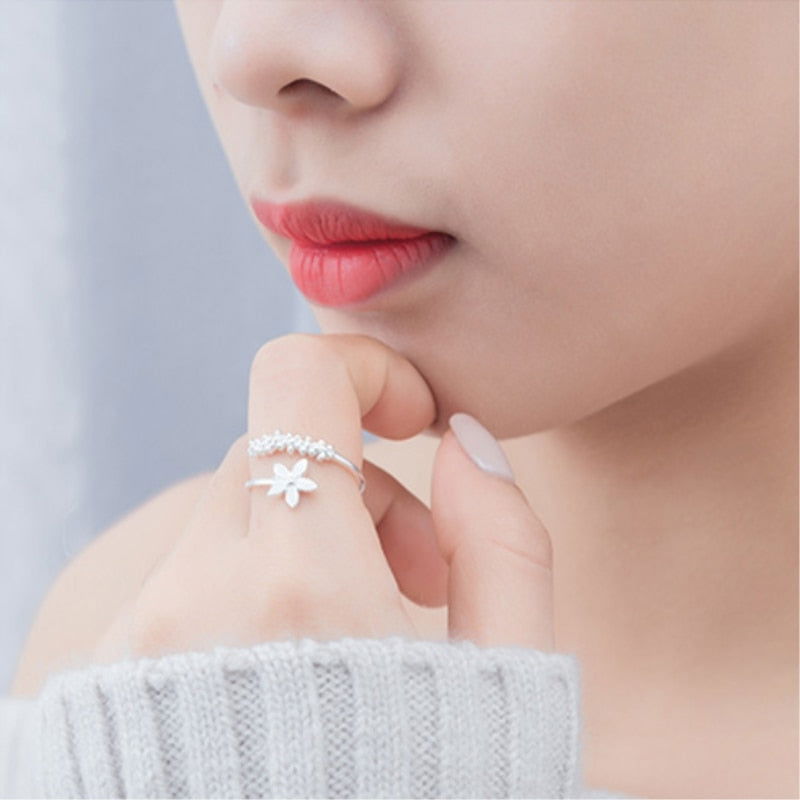 Drune | Ring Blume Frisch - Silber