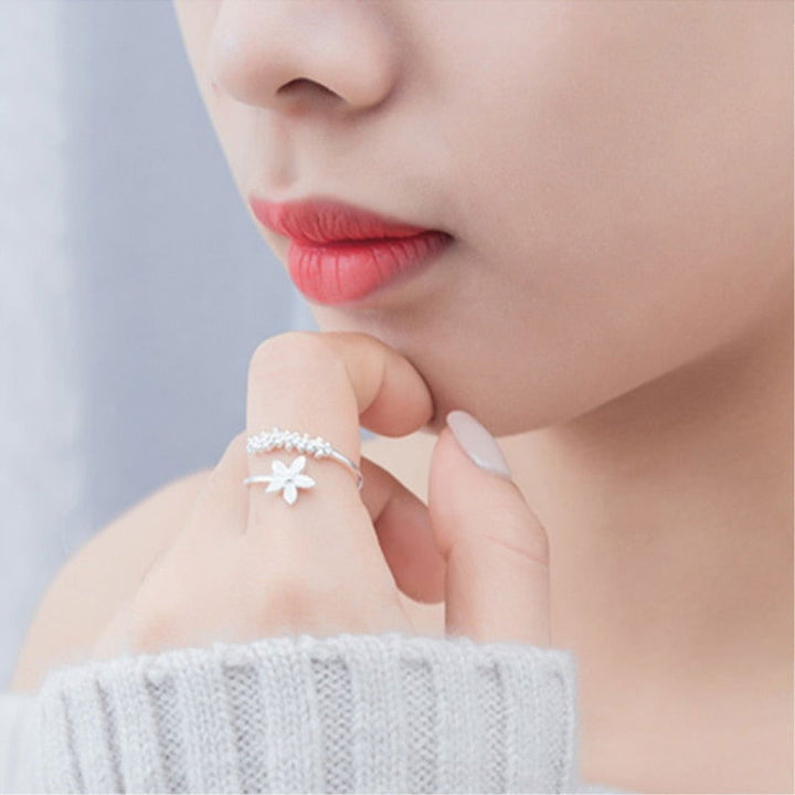 Drune | Ring Blume Frisch - Silber