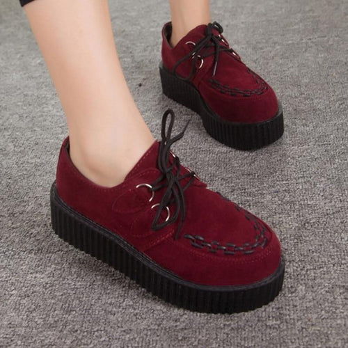 Drune | Plattform Wildleder Schnür Creepers