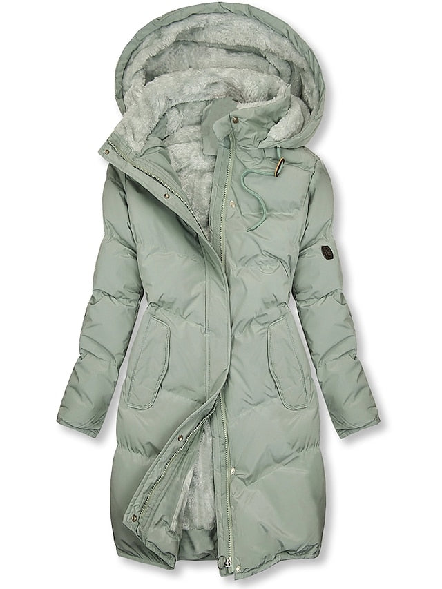 Drune | Lange Kapuzen Winter Parka Dick Gepolsterter Mantel mit Fleece Futter
