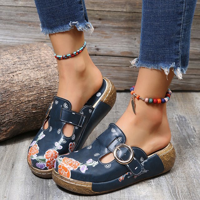 Drune | Blumen Slipper Mit Schnalle
