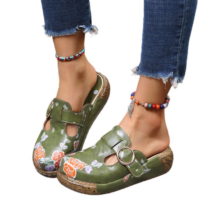 Drune | Blumen Slipper Mit Schnalle