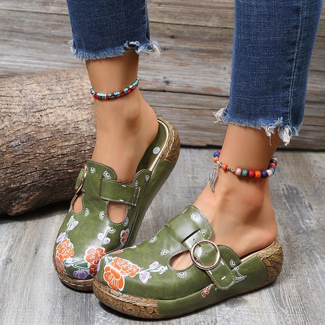 Drune | Blumen Slipper Mit Schnalle