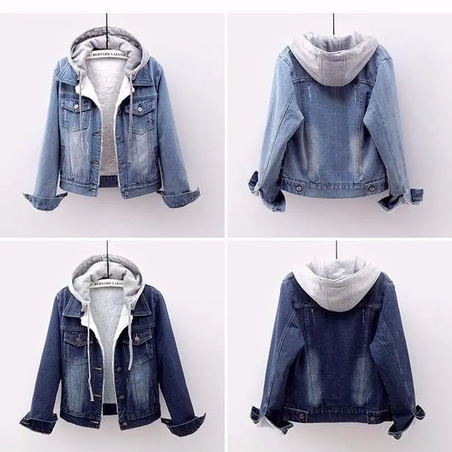 Drune | Plus Size Kapuzen-Denimjacke - Stilvoll & Bequem