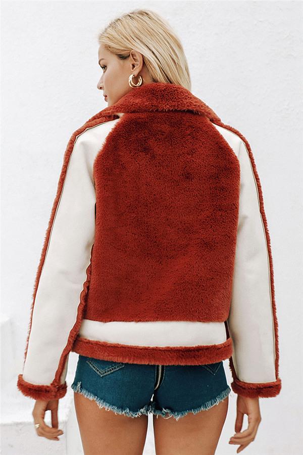 Drune | Kunstfell Reißverschlussjacke Rot