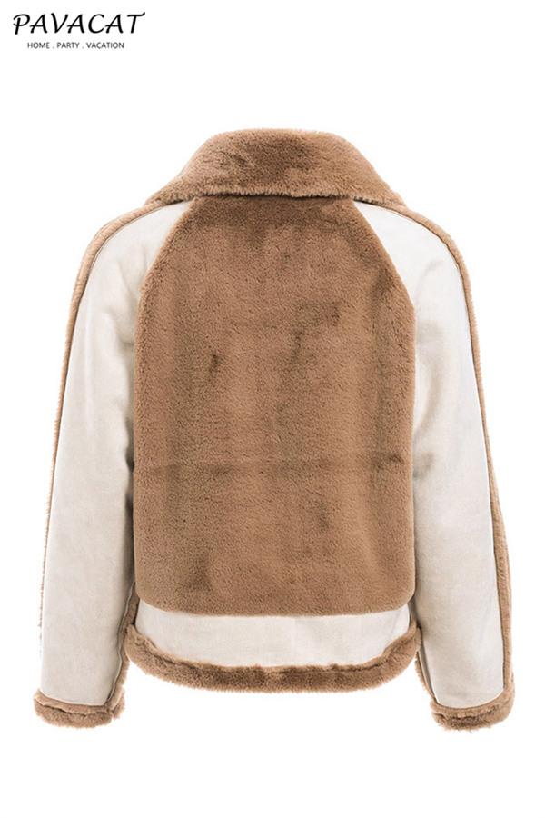 Drune | Kunstfell Reißverschlussjacke Rot