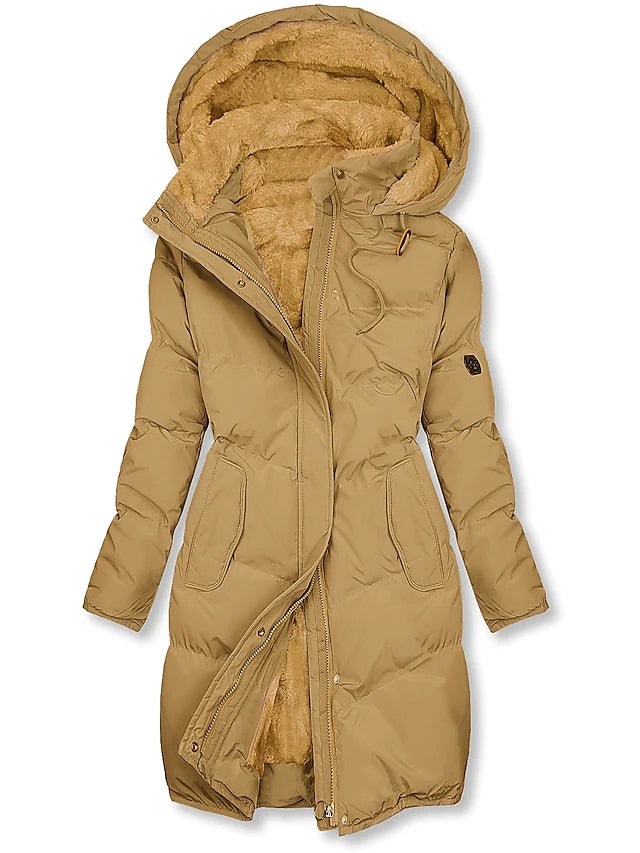 Drune | Lange Kapuzen Winter Parka Dick Gepolsterter Mantel mit Fleece Futter