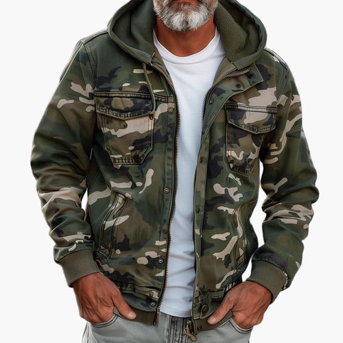 Drune | Cargo-Jacke im Camouflage-Stil mit Kapuze - Modischer Outdoor- und Streetwear-Look